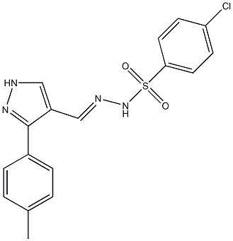 4-chloro-N'-{[3-(4-methylphenyl)-1H-pyrazol-4-yl]methylene}benzenesulfonohydrazide 结构式