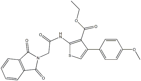 ethyl 2-{[(1,3-dioxo-1,3-dihydro-2H-isoindol-2-yl)acetyl]amino}-4-(4-methoxyphenyl)-3-thiophenecarboxylate 结构式