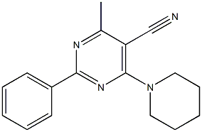 4-methyl-2-phenyl-6-(1-piperidinyl)-5-pyrimidinecarbonitrile 结构式