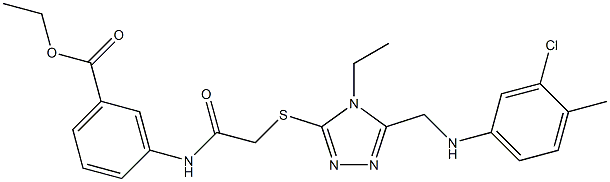 ethyl 3-{[({5-[(3-chloro-4-methylanilino)methyl]-4-ethyl-4H-1,2,4-triazol-3-yl}sulfanyl)acetyl]amino}benzoate 结构式