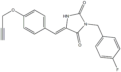 3-(4-fluorobenzyl)-5-[4-(prop-2-ynyloxy)benzylidene]imidazolidine-2,4-dione 结构式