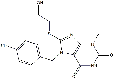7-[(4-chlorophenyl)methyl]-8-[(2-hydroxyethyl)sulfanyl]-3-methyl-3,7-dihydro-1H-purine-2,6-dione 结构式