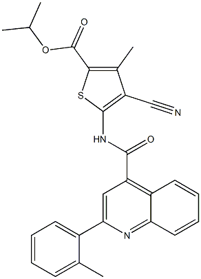 isopropyl 4-cyano-3-methyl-5-({[2-(2-methylphenyl)-4-quinolinyl]carbonyl}amino)-2-thiophenecarboxylate 结构式