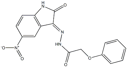 N'-{5-nitro-2-oxo-1,2-dihydro-3H-indol-3-ylidene}-2-phenoxyacetohydrazide 结构式