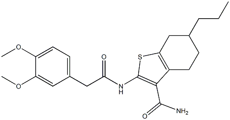 2-{[(3,4-dimethoxyphenyl)acetyl]amino}-6-propyl-4,5,6,7-tetrahydro-1-benzothiophene-3-carboxamide 结构式