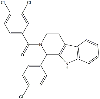 1-(4-chlorophenyl)-2-(3,4-dichlorobenzoyl)-2,3,4,9-tetrahydro-1H-beta-carboline 结构式