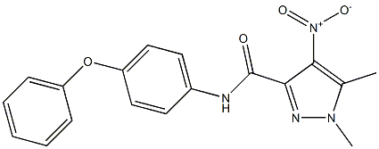 4-nitro-1,5-dimethyl-N-(4-phenoxyphenyl)-1H-pyrazole-3-carboxamide 结构式