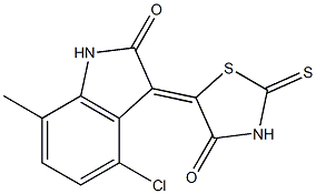 4-chloro-7-methyl-3-(4-oxo-2-thioxo-1,3-thiazolidin-5-ylidene)-1,3-dihydro-2H-indol-2-one 结构式