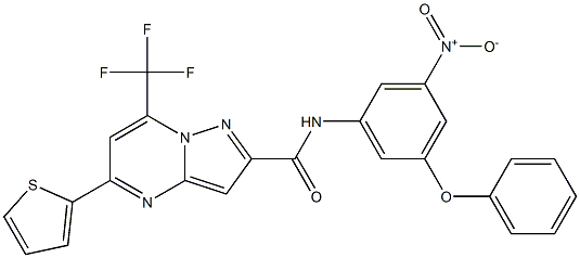 N-{3-nitro-5-phenoxyphenyl}-5-(2-thienyl)-7-(trifluoromethyl)pyrazolo[1,5-a]pyrimidine-2-carboxamide 结构式