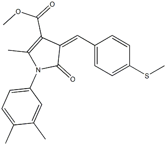 methyl 1-(3,4-dimethylphenyl)-2-methyl-4-[4-(methylsulfanyl)benzylidene]-5-oxo-4,5-dihydro-1H-pyrrole-3-carboxylate 结构式