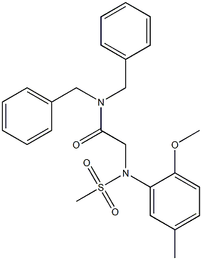 N,N-dibenzyl-2-[2-methoxy-5-methyl(methylsulfonyl)anilino]acetamide 结构式