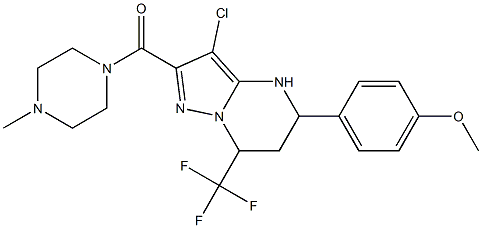 3-chloro-5-(4-methoxyphenyl)-2-[(4-methylpiperazin-1-yl)carbonyl]-7-(trifluoromethyl)-4,5,6,7-tetrahydropyrazolo[1,5-a]pyrimidine 结构式