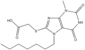 [(7-heptyl-3-methyl-2,6-dioxo-2,3,6,7-tetrahydro-1H-purin-8-yl)sulfanyl]acetic acid 结构式