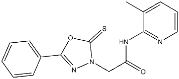 N-(3-methyl-2-pyridinyl)-2-(5-phenyl-2-thioxo-1,3,4-oxadiazol-3(2H)-yl)acetamide 结构式