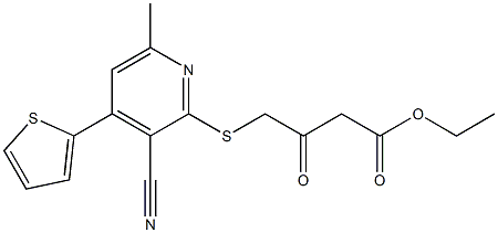 ethyl 4-{[3-cyano-6-methyl-4-(2-thienyl)-2-pyridinyl]sulfanyl}-3-oxobutanoate 结构式