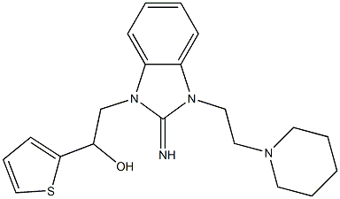 2-{2-imino-3-[2-(1-piperidinyl)ethyl]-2,3-dihydro-1H-benzimidazol-1-yl}-1-(2-thienyl)ethanol 结构式