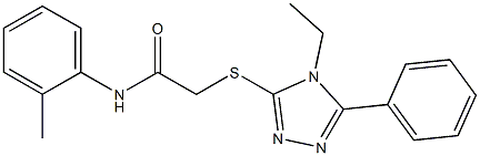 2-[(4-ethyl-5-phenyl-4H-1,2,4-triazol-3-yl)sulfanyl]-N-(2-methylphenyl)acetamide 结构式