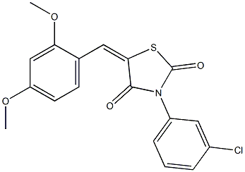 3-(3-chlorophenyl)-5-(2,4-dimethoxybenzylidene)-1,3-thiazolidine-2,4-dione 结构式