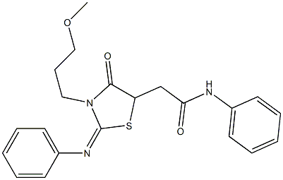 2-[3-(3-methoxypropyl)-4-oxo-2-(phenylimino)-1,3-thiazolidin-5-yl]-N-phenylacetamide 结构式