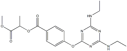 2-methoxy-1-methyl-2-oxoethyl 4-{[4,6-bis(ethylamino)-1,3,5-triazin-2-yl]oxy}benzoate 结构式