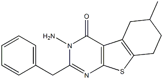 3-amino-2-benzyl-6-methyl-5,6,7,8-tetrahydro[1]benzothieno[2,3-d]pyrimidin-4(3H)-one 结构式