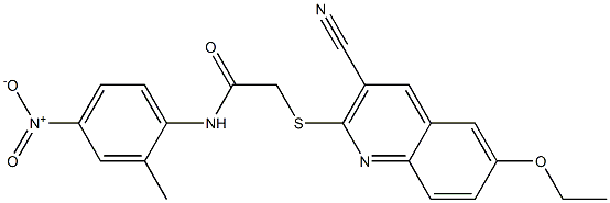 2-{[3-cyano-6-(ethyloxy)quinolin-2-yl]sulfanyl}-N-{4-nitro-2-methylphenyl}acetamide 结构式