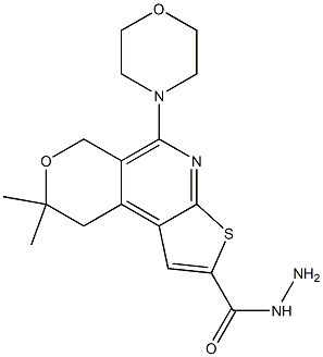 8,8-dimethyl-5-(4-morpholinyl)-8,9-dihydro-6H-pyrano[4,3-d]thieno[2,3-b]pyridine-2-carbohydrazide 结构式