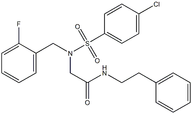 2-[[(4-chlorophenyl)sulfonyl](2-fluorobenzyl)amino]-N-(2-phenylethyl)acetamide 结构式