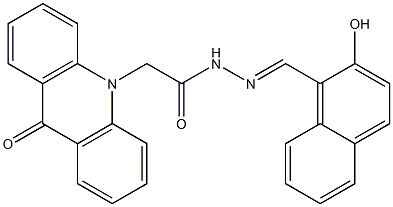 N'-[(2-hydroxy-1-naphthyl)methylene]-2-(9-oxo-10(9H)-acridinyl)acetohydrazide 结构式