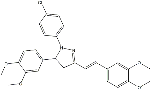 1-(4-chlorophenyl)-5-(3,4-dimethoxyphenyl)-3-[2-(3,4-dimethoxyphenyl)vinyl]-4,5-dihydro-1H-pyrazole 结构式