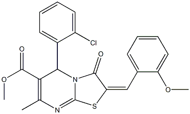 methyl 5-(2-chlorophenyl)-2-(2-methoxybenzylidene)-7-methyl-3-oxo-2,3-dihydro-5H-[1,3]thiazolo[3,2-a]pyrimidine-6-carboxylate 结构式