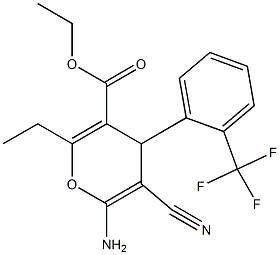 ethyl 6-amino-5-cyano-2-ethyl-4-[2-(trifluoromethyl)phenyl]-4H-pyran-3-carboxylate 结构式