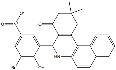 5-{3-bromo-2-hydroxy-5-nitrophenyl}-2,2-dimethyl-2,3,5,6-tetrahydrobenzo[a]phenanthridin-4(1H)-one 结构式