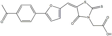 (5-{[5-(4-acetylphenyl)-2-furyl]methylene}-4-oxo-2-thioxo-1,3-thiazolidin-3-yl)acetic acid 结构式