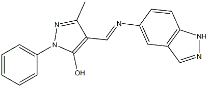 4-[(1H-indazol-5-ylimino)methyl]-3-methyl-1-phenyl-1H-pyrazol-5-ol 结构式