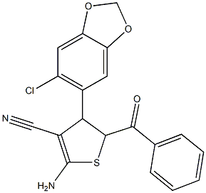 2-amino-5-benzoyl-4-(6-chloro-1,3-benzodioxol-5-yl)-4,5-dihydro-3-thiophenecarbonitrile 结构式