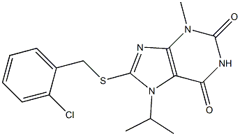 8-{[(2-chlorophenyl)methyl]sulfanyl}-3-methyl-7-(1-methylethyl)-3,7-dihydro-1H-purine-2,6-dione 结构式