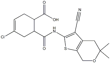 4-chloro-6-{[(3-cyano-5,5-dimethyl-4,7-dihydro-5H-thieno[2,3-c]pyran-2-yl)amino]carbonyl}-3-cyclohexene-1-carboxylic acid 结构式