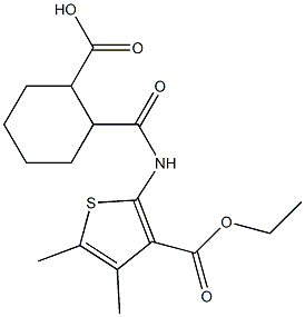 2-({[3-(ethoxycarbonyl)-4,5-dimethyl-2-thienyl]amino}carbonyl)cyclohexanecarboxylic acid 结构式