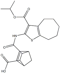 3-({[3-(isopropoxycarbonyl)-5,6,7,8-tetrahydro-4H-cyclohepta[b]thien-2-yl]amino}carbonyl)bicyclo[2.2.1]hept-5-ene-2-carboxylic acid 结构式