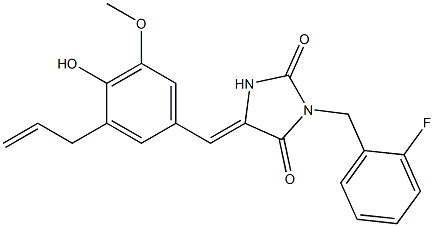 5-(3-allyl-4-hydroxy-5-methoxybenzylidene)-3-(2-fluorobenzyl)-2,4-imidazolidinedione 结构式