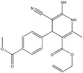 allyl 5-cyano-4-[4-(methoxycarbonyl)phenyl]-2-methyl-6-sulfanyl-1,4-dihydro-3-pyridinecarboxylate 结构式