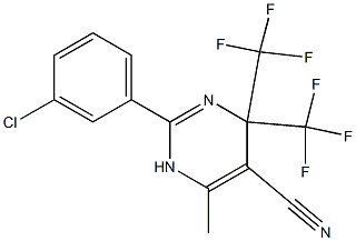 2-(3-chlorophenyl)-6-methyl-4,4-bis(trifluoromethyl)-1,4-dihydro-5-pyrimidinecarbonitrile 结构式