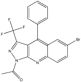 1-acetyl-6-bromo-4-phenyl-3-(trifluoromethyl)-1H-pyrazolo[3,4-b]quinoline 结构式