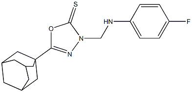 5-(1-adamantyl)-3-[(4-fluoroanilino)methyl]-1,3,4-oxadiazole-2(3H)-thione 结构式