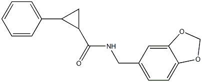 N-(1,3-benzodioxol-5-ylmethyl)-2-phenylcyclopropanecarboxamide 结构式