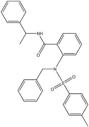 2-{benzyl[(4-methylphenyl)sulfonyl]amino}-N-(1-phenylethyl)benzamide 结构式