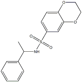 N-(1-phenylethyl)-2,3-dihydro-1,4-benzodioxine-6-sulfonamide 结构式