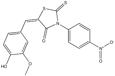 5-(4-hydroxy-3-methoxybenzylidene)-3-{4-nitrophenyl}-2-thioxo-1,3-thiazolidin-4-one 结构式