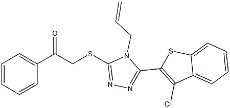 2-{[4-allyl-5-(3-chloro-1-benzothien-2-yl)-4H-1,2,4-triazol-3-yl]sulfanyl}-1-phenylethanone 结构式
